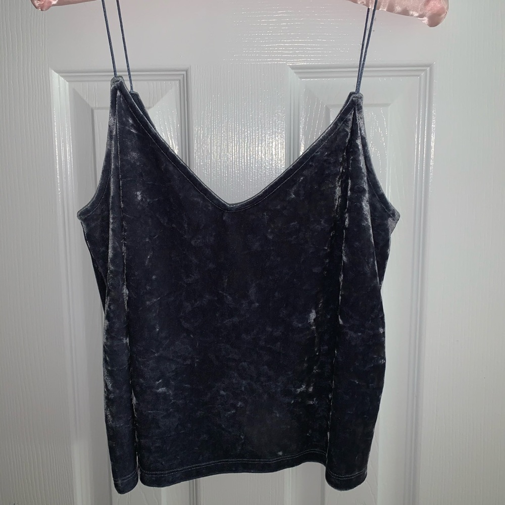 Crushed velvet spaghetti strap tank top
